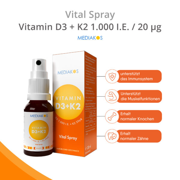 Vitamin D3 + K2 Vital Spray - Health Claims