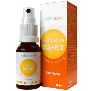 Vitamin D3K2 2000 Mediakos Vital Spray Produktbild mit Verpackung 18096710