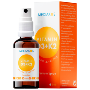 Vitamin D3K2 1000 Mediakos Premium Spray Produktbild mit Verpackung 17266908