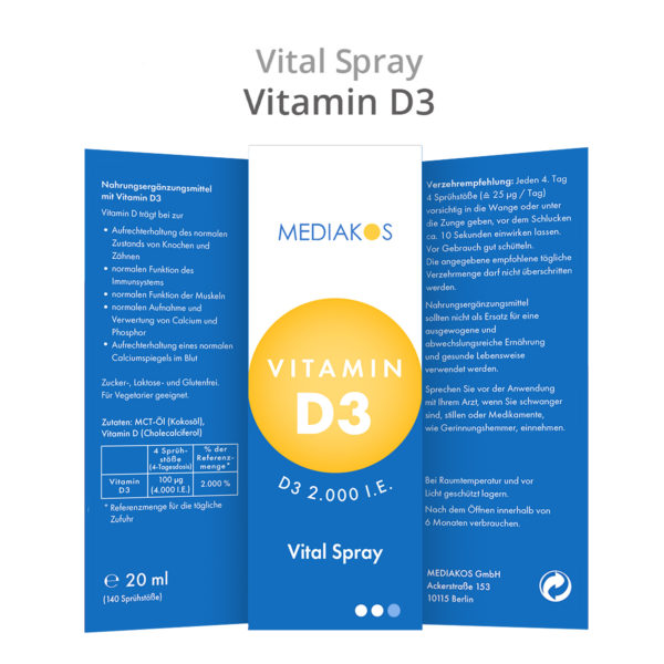 Vitamin D3 Vital Spray Mediakos Richcontent-Verpackung