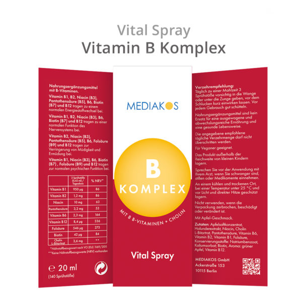 Vitamin B komplex Vital Spray Mediakos Richcontent-Verpackung