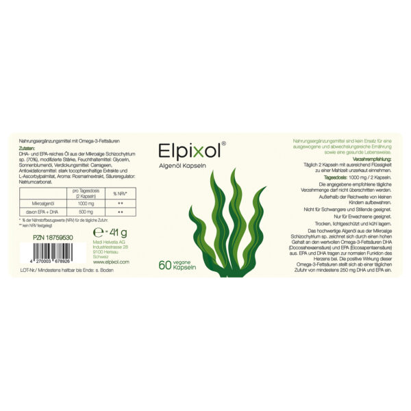 Elpixol Algenöl Kapseln, PZN 18759530, Label