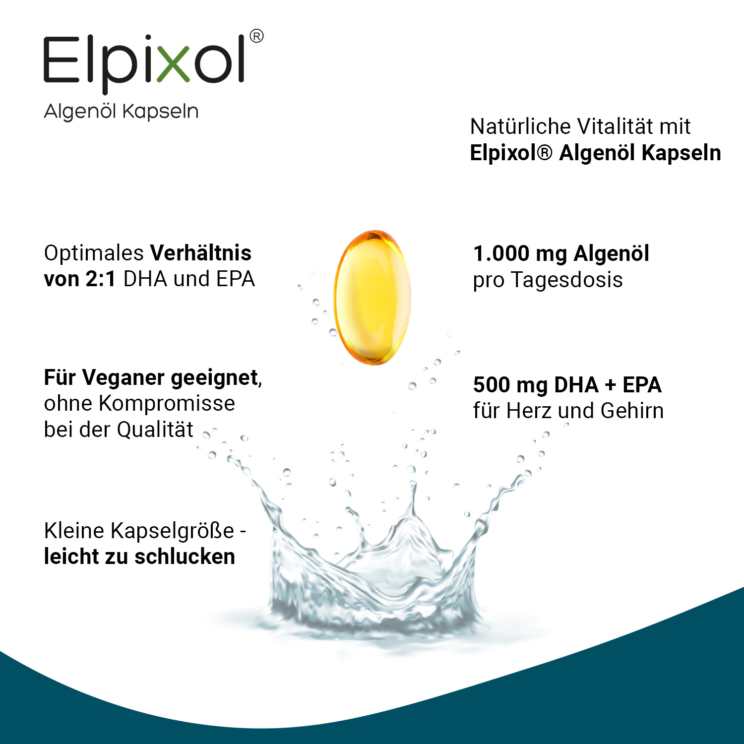 Elpixol Algenöl Kapseln Vorteile DHA + EPA, vegan