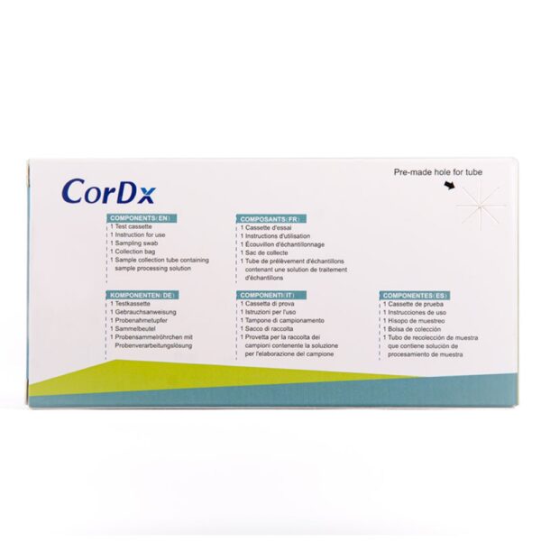 Cordx RSV + Influenza A/B + Covid-19 Combo Ag Test Rückseite