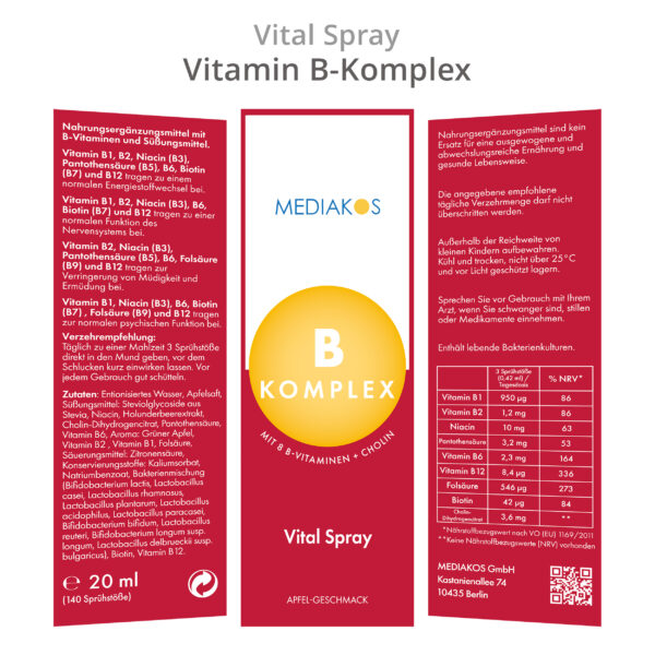 Vitamin B Komplex Mediakos Vital Spray Verpackung