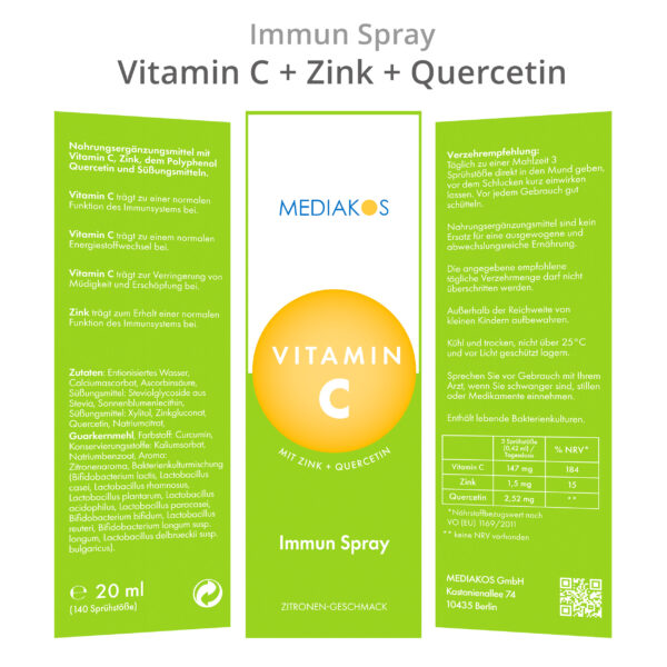 Vitamin C + Zink + Quercetin Immun Spray Verpackung