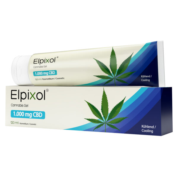 Kühlendes Elpixol® Cannabisgel mit 1.000 mg CBD liegend