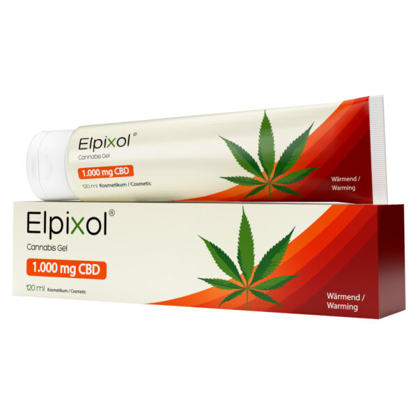 Wärmendes Elpixol Cannabis Gel mit 1.000 mg CBD liegend