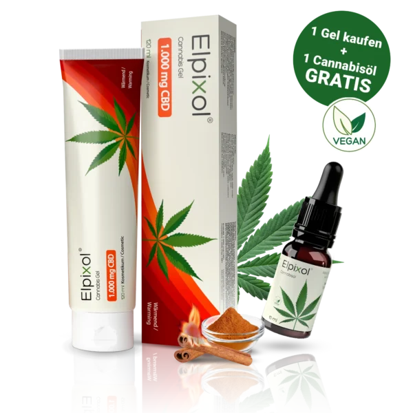 Cannabis Gel mit 1.000 mg CBD - wärmend + 10 ml Cannabisöl gratis
