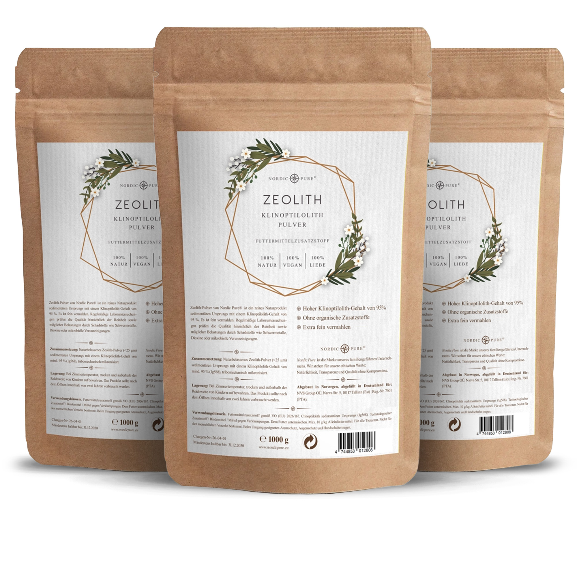 Nordic Pure Zeolith Pulver – 95 % Klinoptilolith, nano-frei