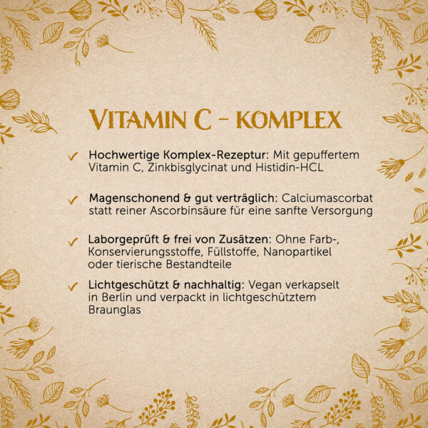 Vitamin C Komplex mit Zink + Histidin – 120 Kapseln – Bild 3