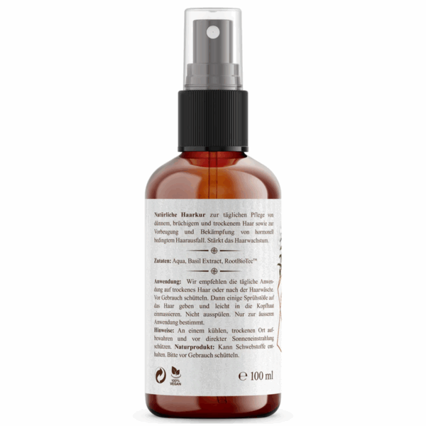 Nordic Pure Basilikumextrakt Haarkur - Flasche Rückseite