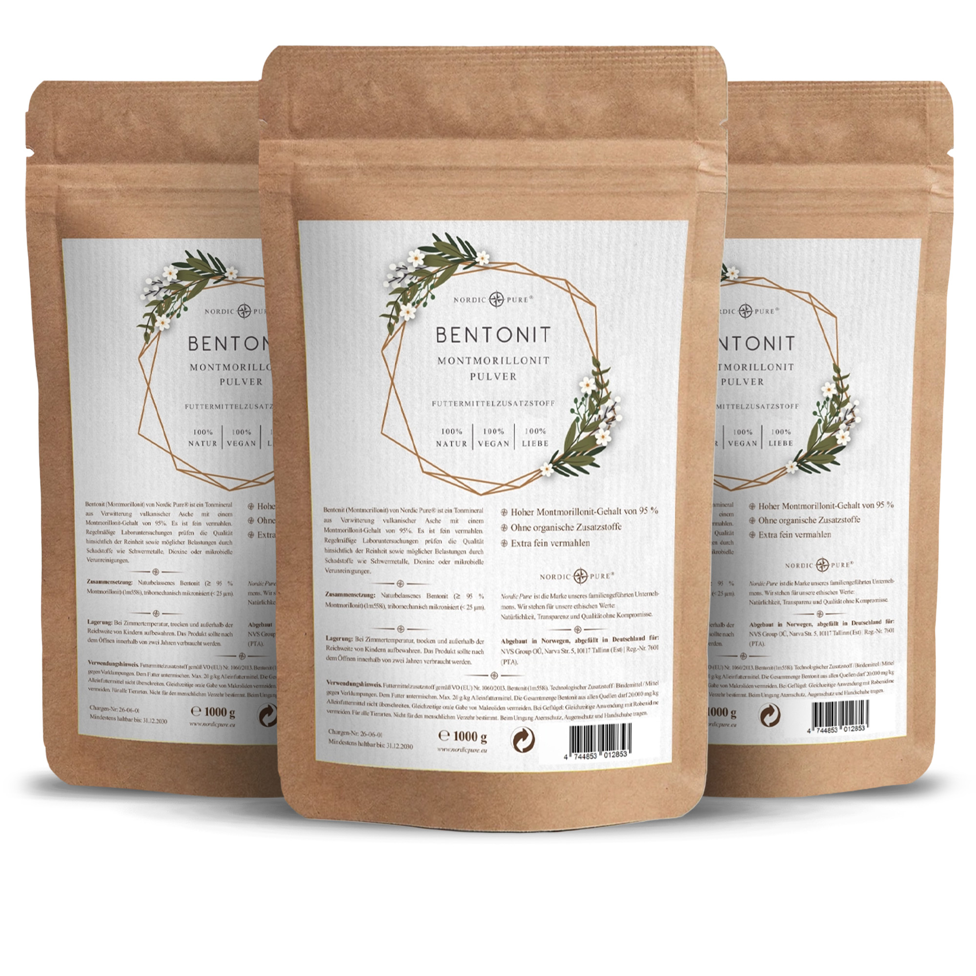 Nordic Pure Bentonit Pulver – 95 % Montmorillonit, nano-frei