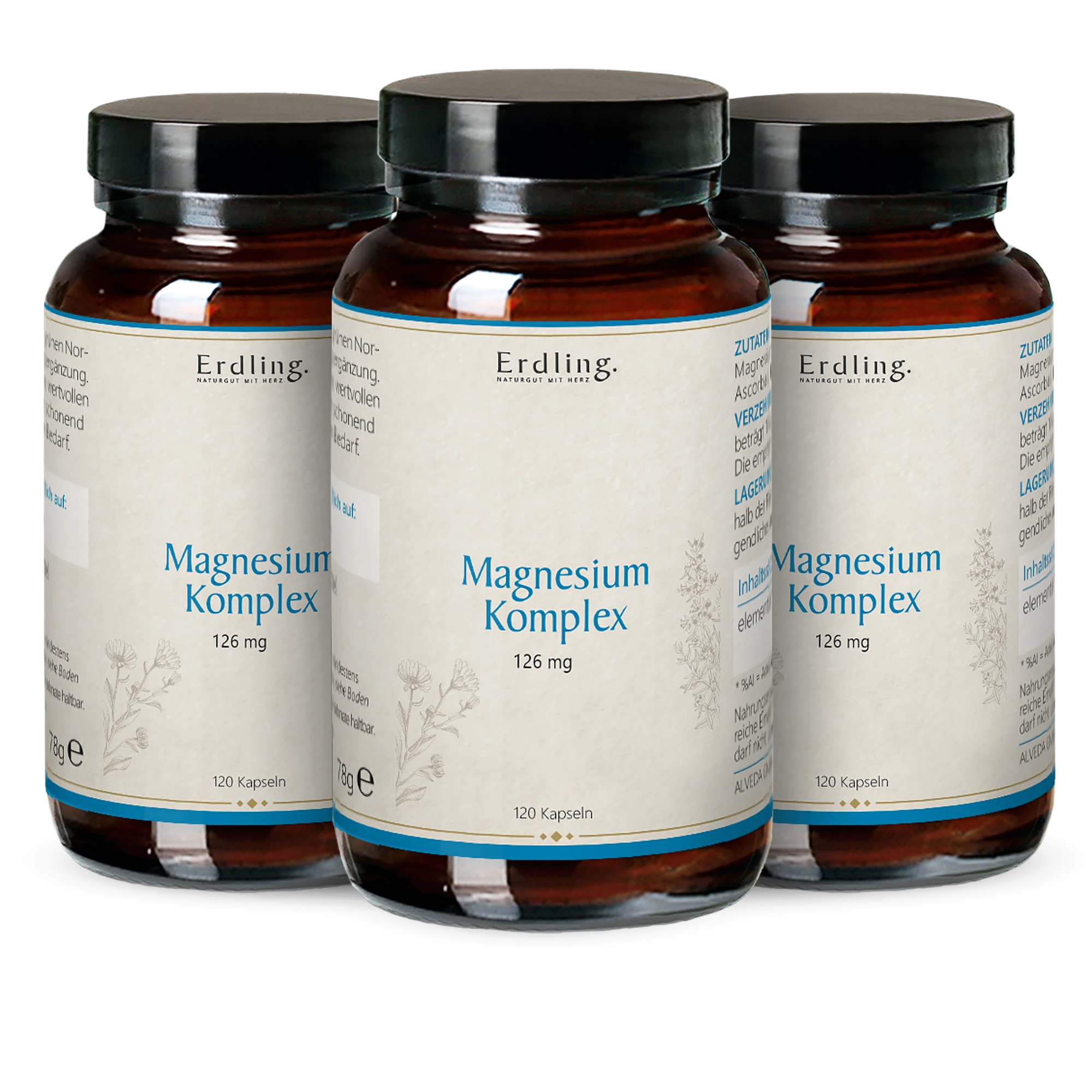 Magnesium Komplex mit Glycinat + Taurat - 120 Kapseln 3x120 Stück