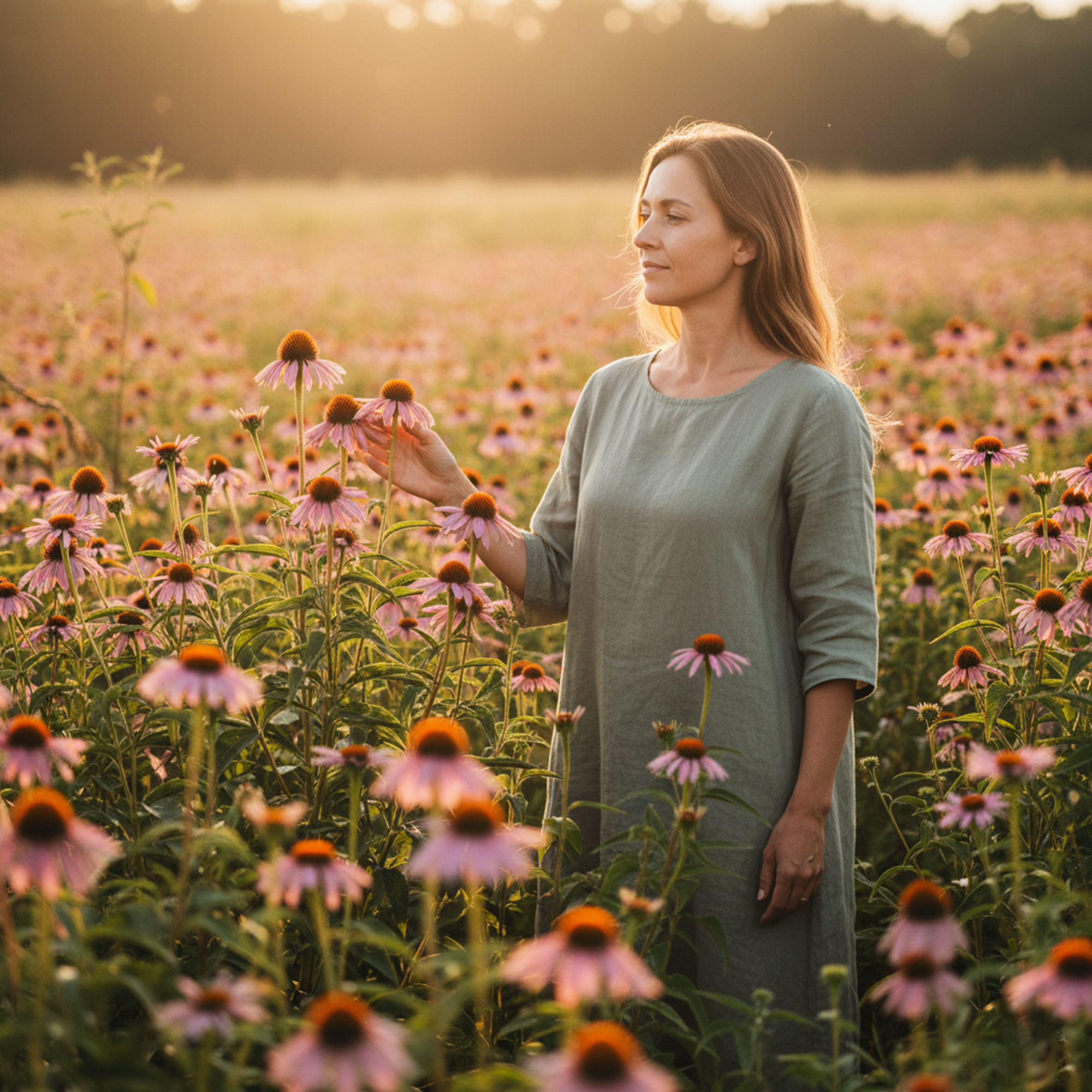 Marishanti Echinacea Frau im Feld
