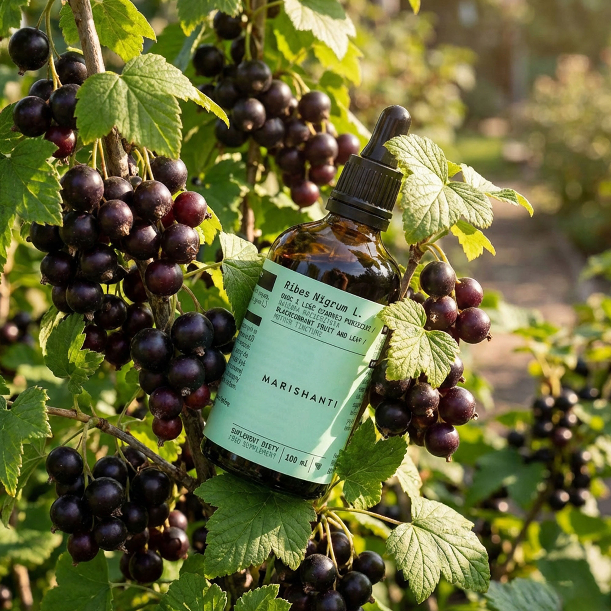 Marishanti Schwarze Kohannisbeere im Strauch