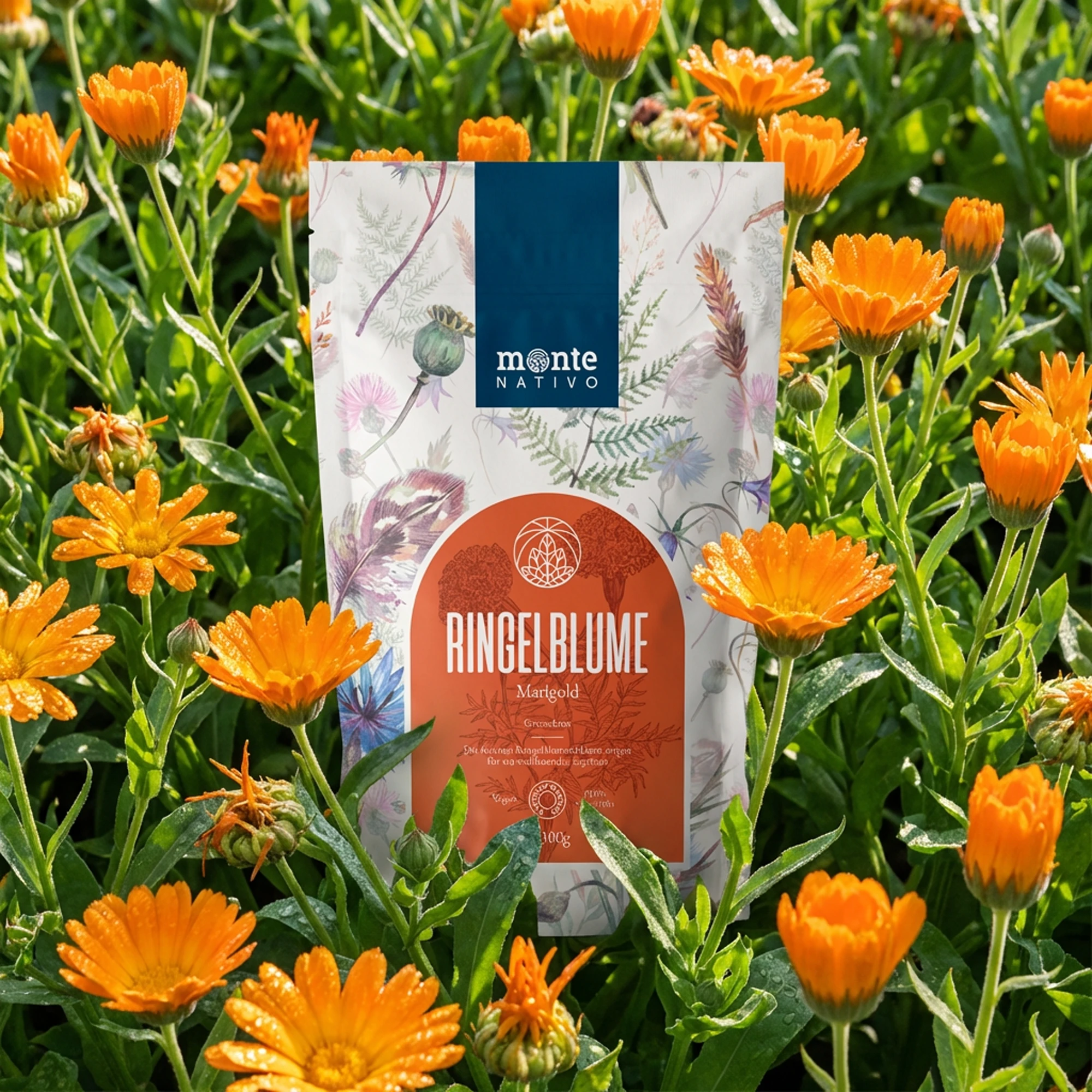 Monte Nativo Ringelblumenblüten - Verpackung im Feld