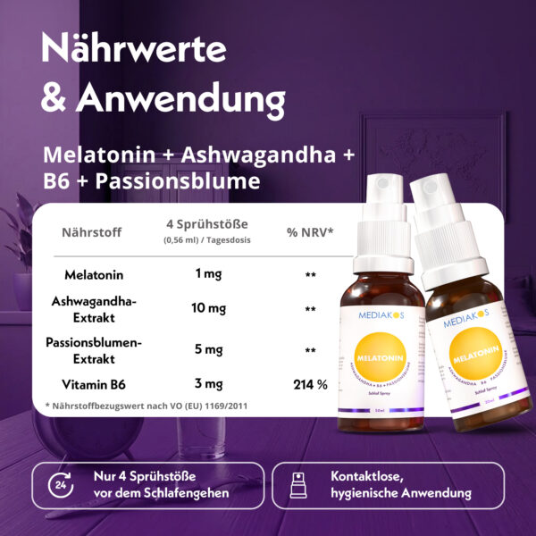 Mediakos Melatonin Schlaf Spray 50ml Nährwerte