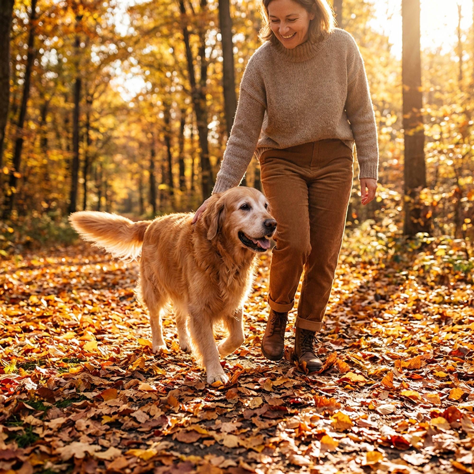 Arthridea - Frau Mit Labrador im Herbstwald - Mood1