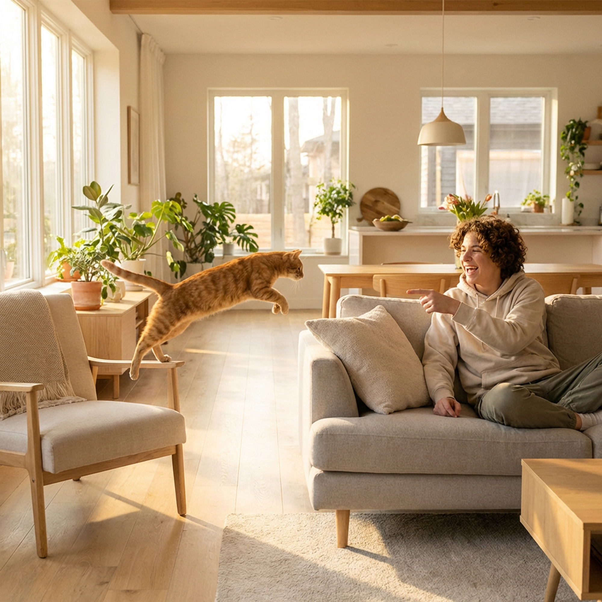 MSM Pulver_Katze springt von Stuhl auf Couch