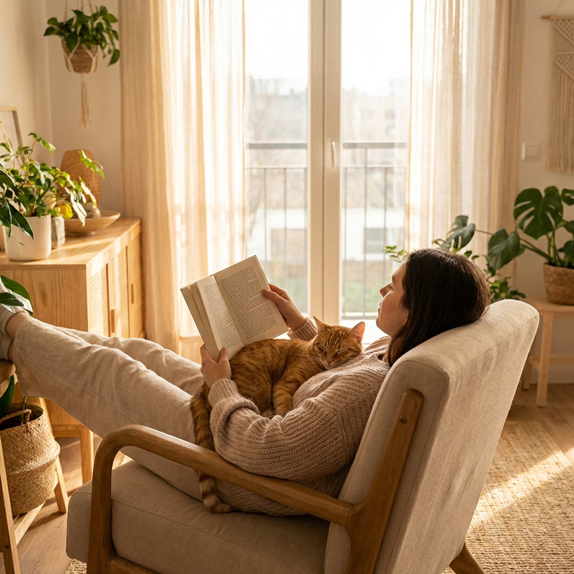 PEA – Palmitoylethanolamid für Hunde & Katzen - Frau mit Katze auf dem Bauch liest ein Buch