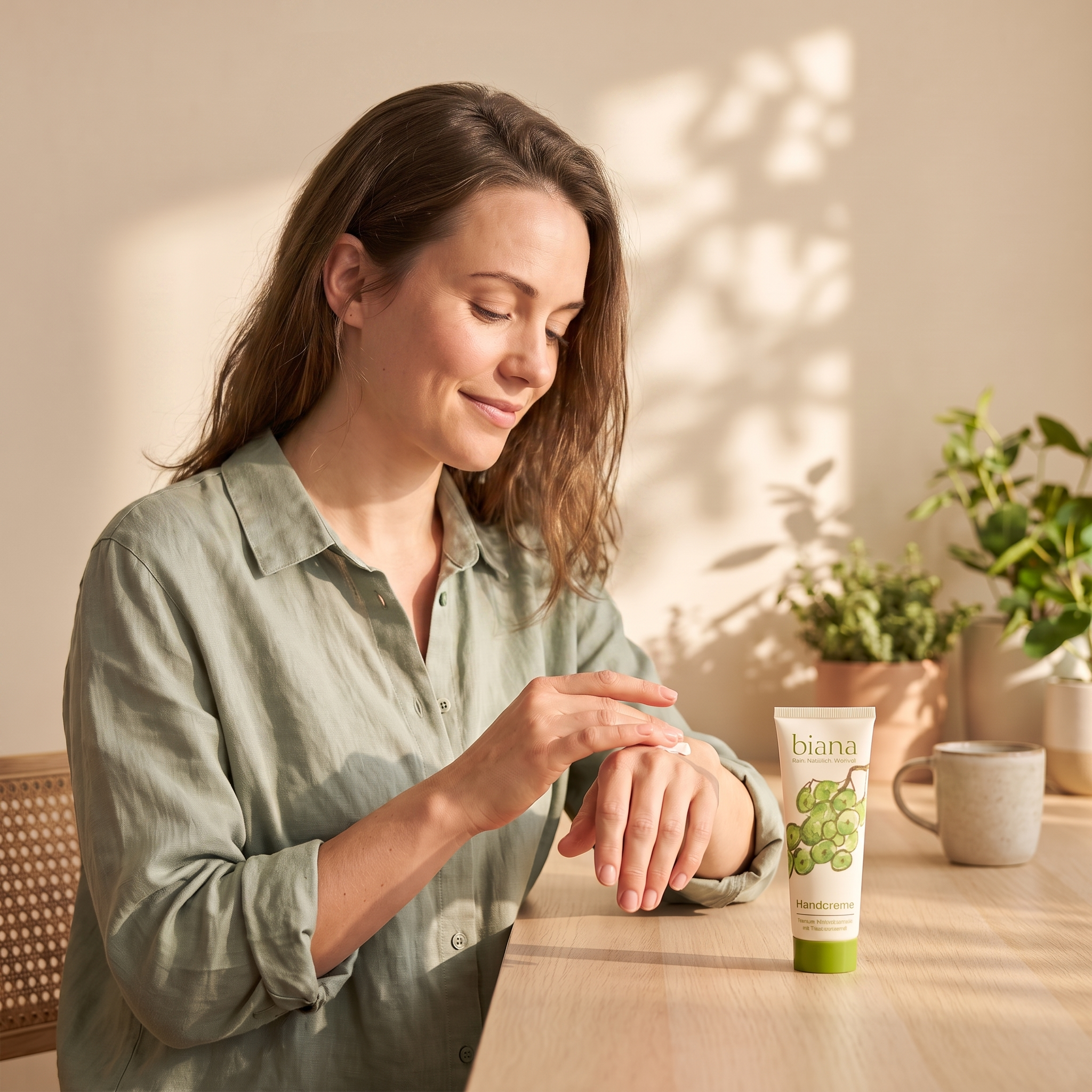 biana Handcreme Moodbild mit offenen Haaren