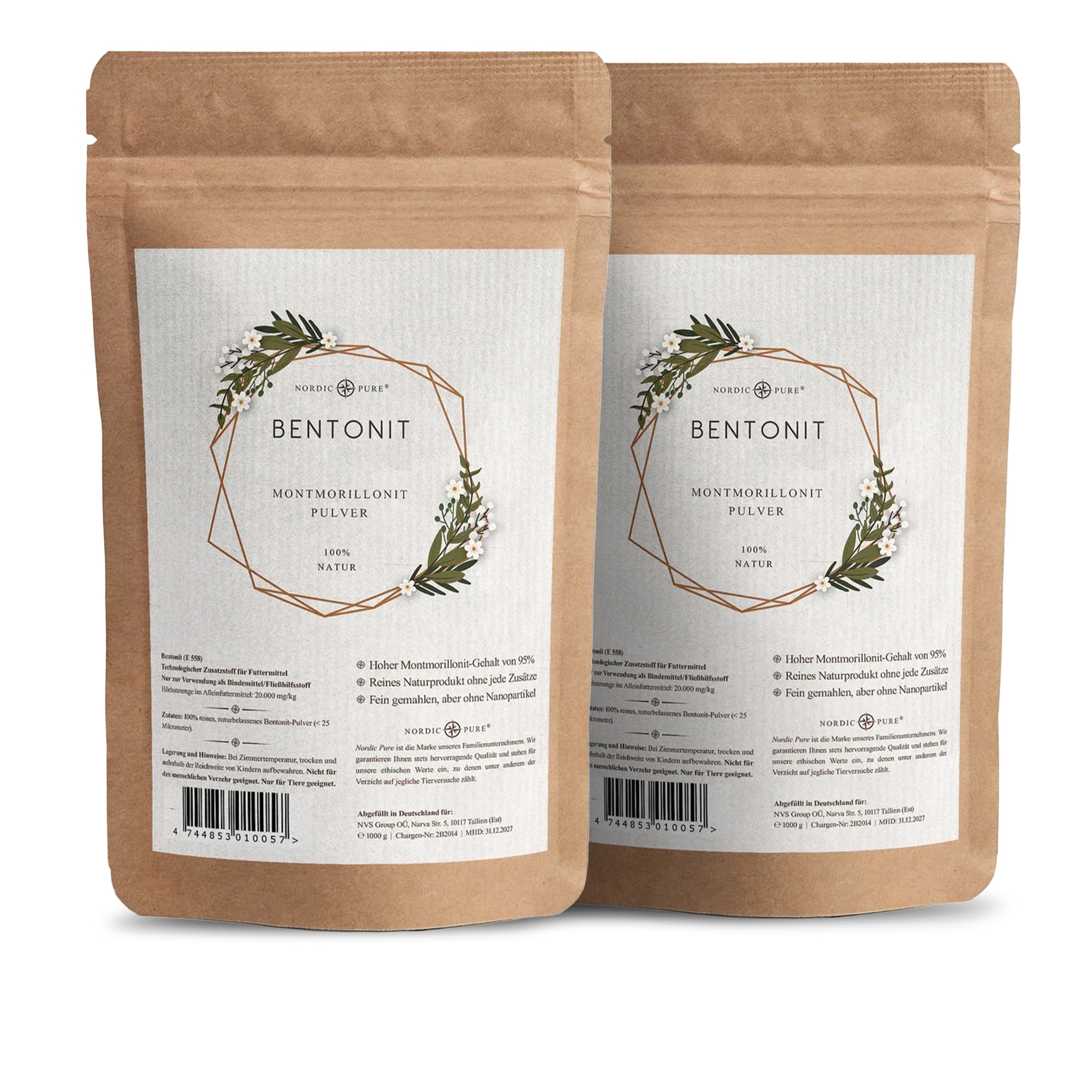 Nordic Pure Bentonit Pulver – 95 % Montmorillonit, nano-frei
